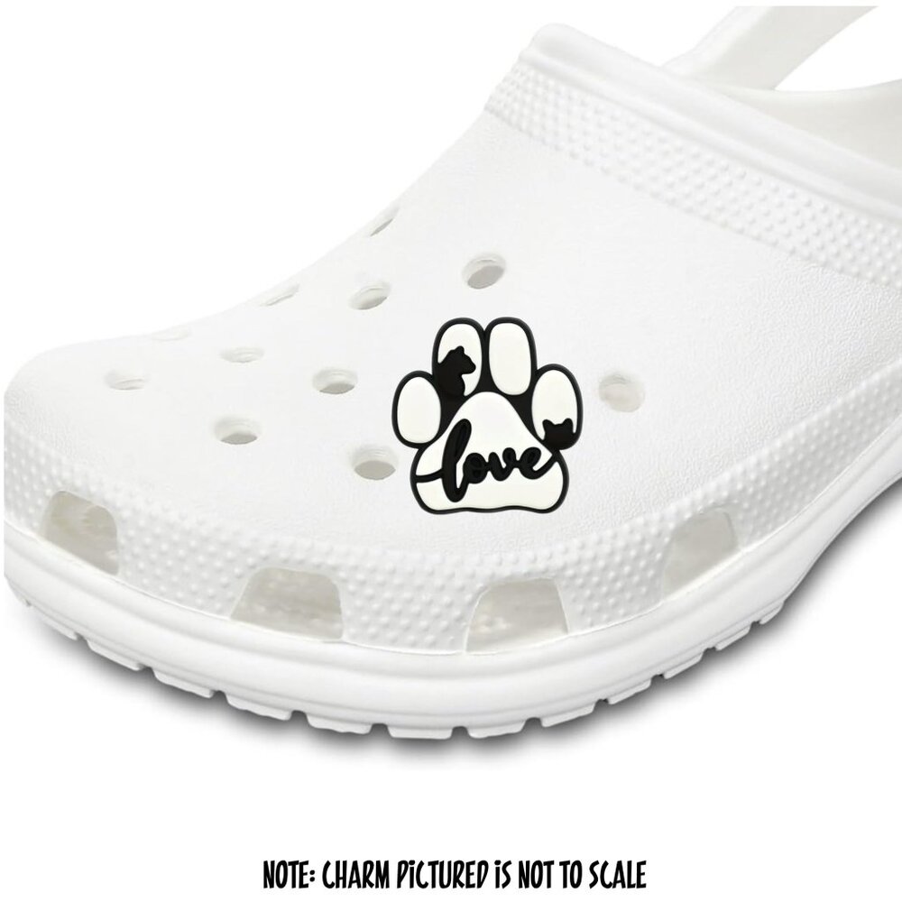 Love Paw Print Dog Cat Outline Black White Croc Charm